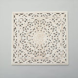 White Square Handcrafted Wooden Wall Decor | Elegant Home Accent
