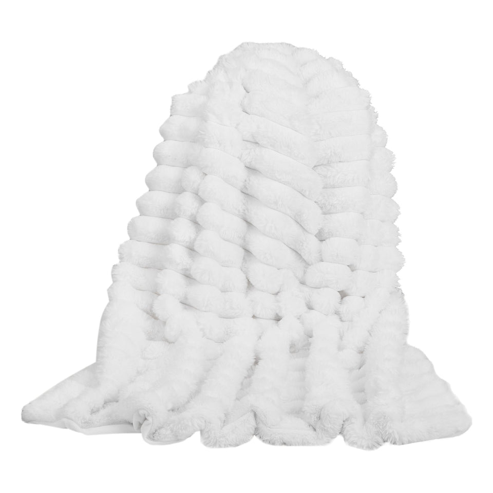 Soft Faux Fur Throw Blanket | Cozy Bed & Sofa Blanket 50 x 60 Inches