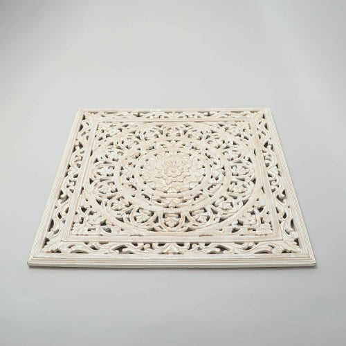 White Square Handcrafted Wooden Wall Decor | Elegant Home Accent