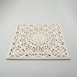 White Square Handcrafted Wooden Wall Decor | Elegant Home Accent